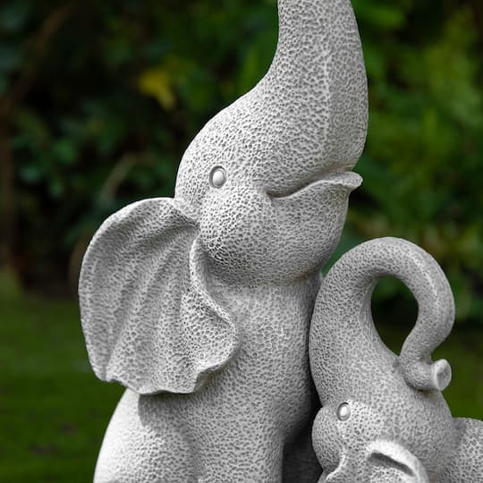 Glitzhome® 18.25" Resin Mother and Baby Elephant Statue